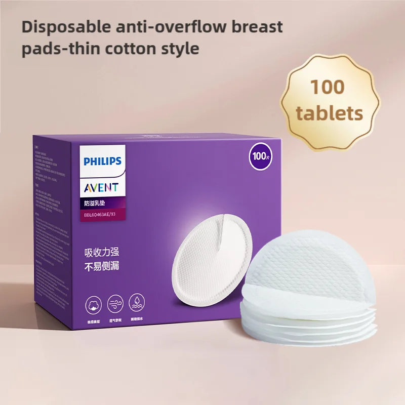 100 pzas Almohadilla de Lactancia Desechable Philips Avent | Algodón Suave, Fina y Antidesbordamiento