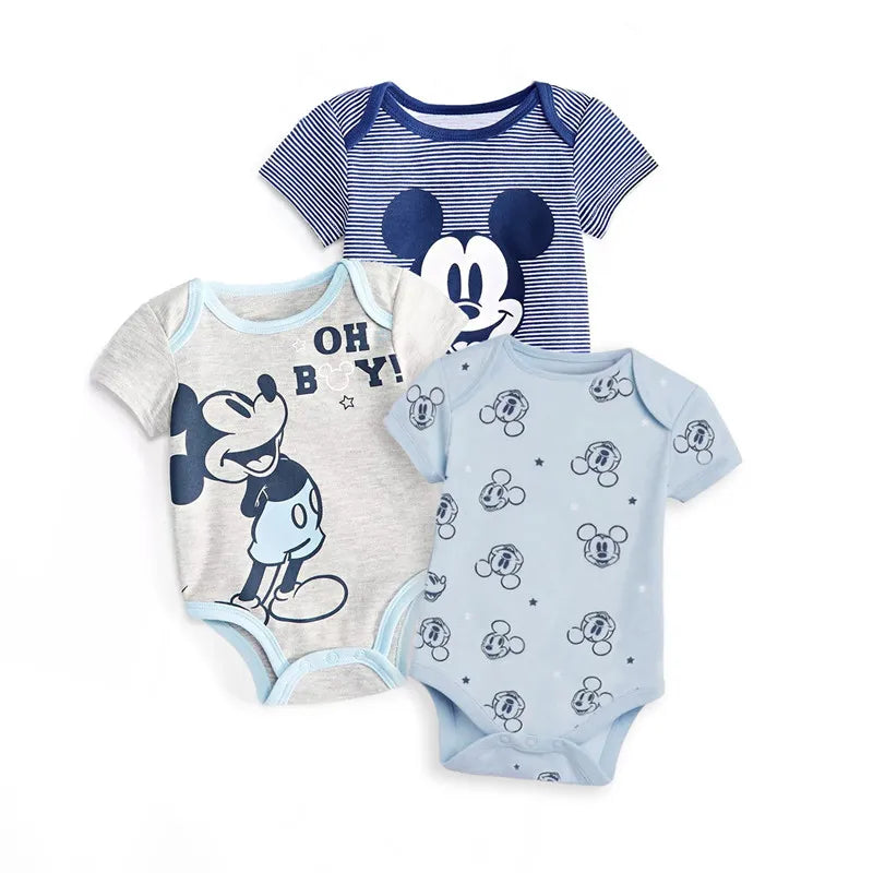 Set de 3 Bodys de Mickey Mouse - Algodón Suave (Primavera/Verano)