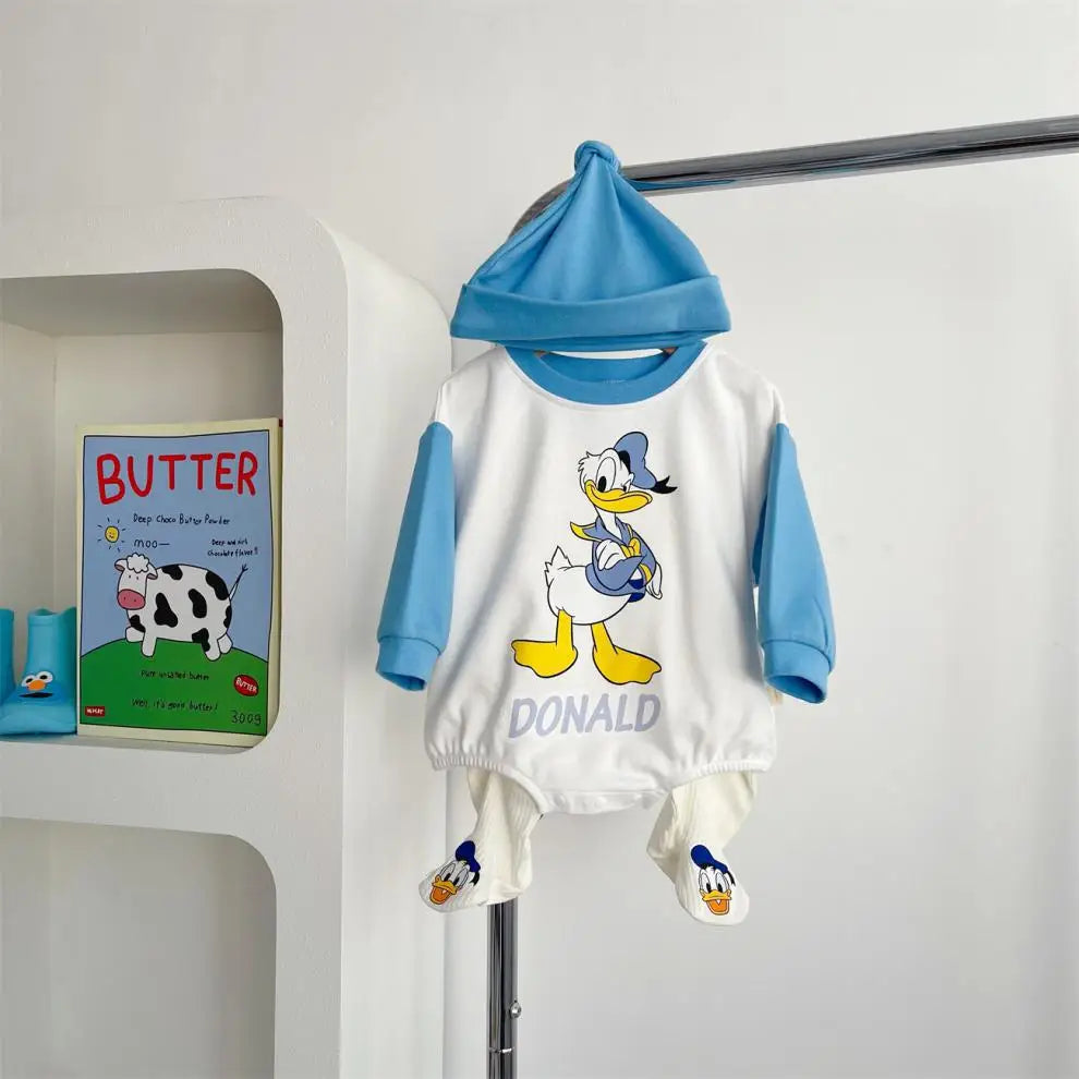 Colección Disney 3 Piezas| Mameluco Manga Larga, Gorro y Calcetines (3-18 meses)