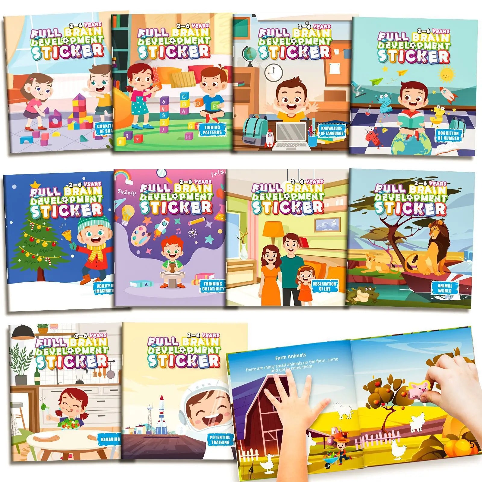 Set de Libros de calcomanias (stickers) para la Educación Temprana (10/20 Volúmenes) | Desarrollo del Enfoque y Potencial