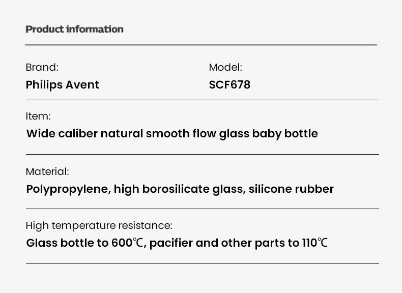 Biberón de Vidrio Philips Avent (125 ml/160 ml) | Borosilicato Puro, Calibre Ancho y Sistema Air Flex