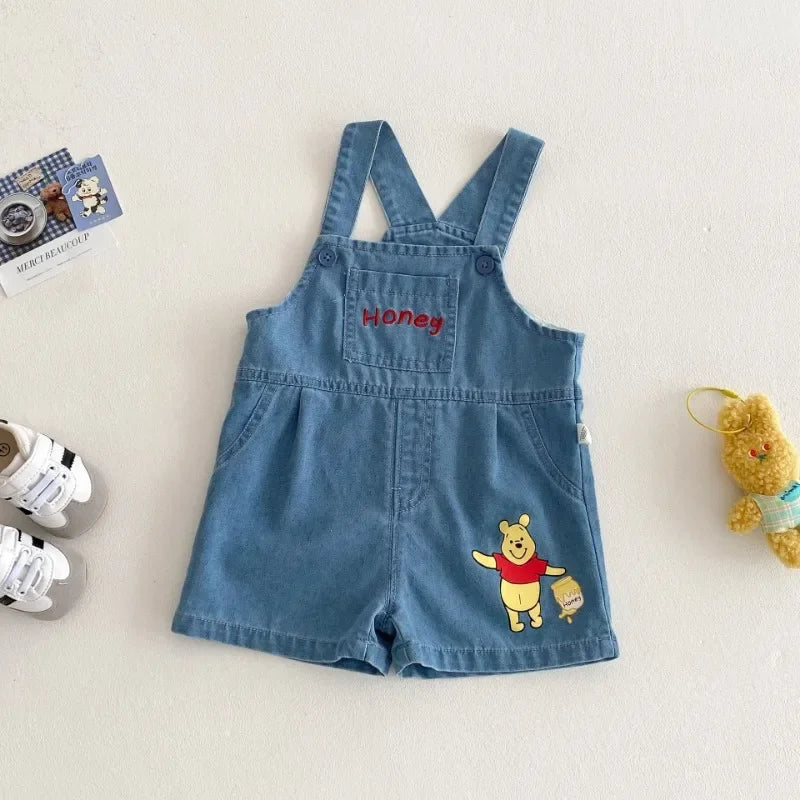 Camiseta y Short de Mezclilla con Tirantes de Winnie Pooh  (9m- 9T)