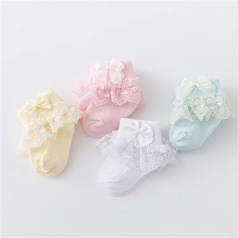 Calcetines de Encaje y Moño 4 pares (0-24M)