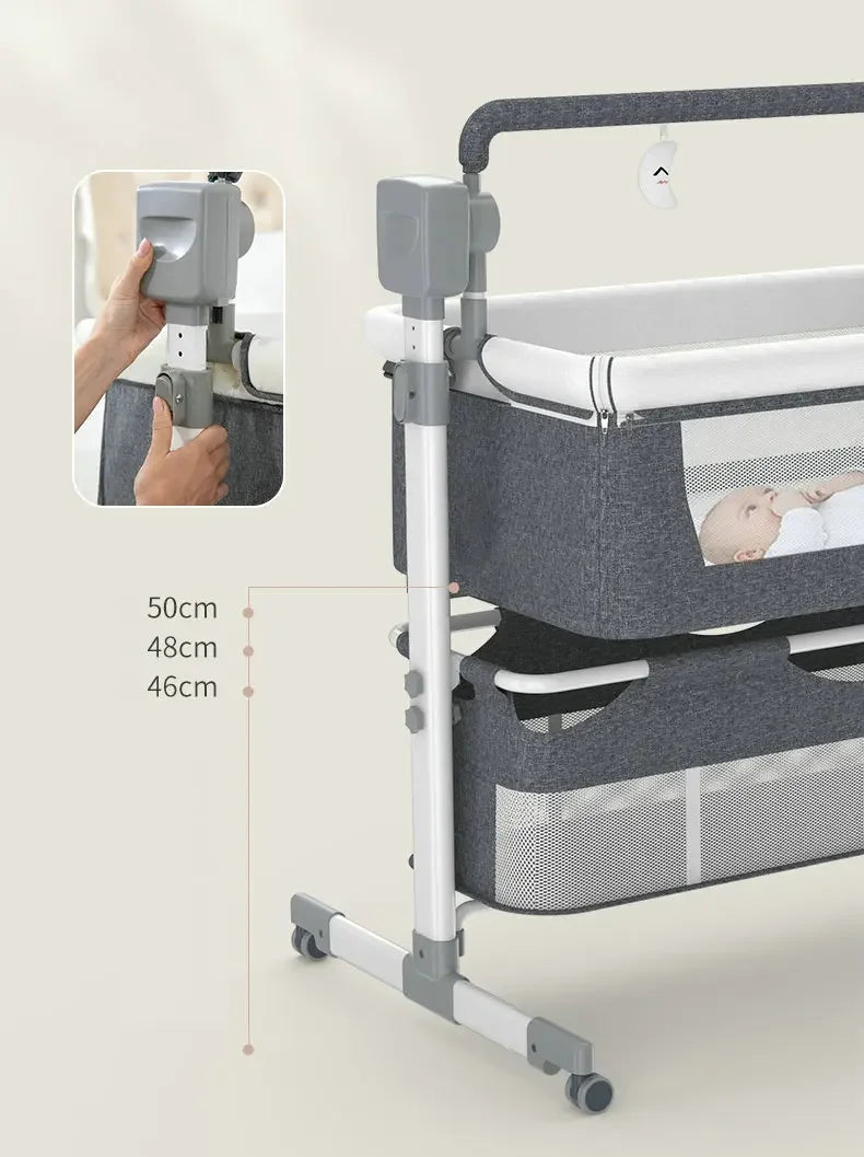 Cuna Colecho Eléctrica Multifuncional 5 en 1 (Colecho, Mecedora y Altura Ajustable)