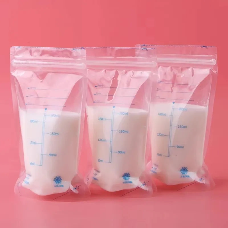 30 Uds. Bolsas para Leche Materna| 200 ml, Doble Sello y Boquilla