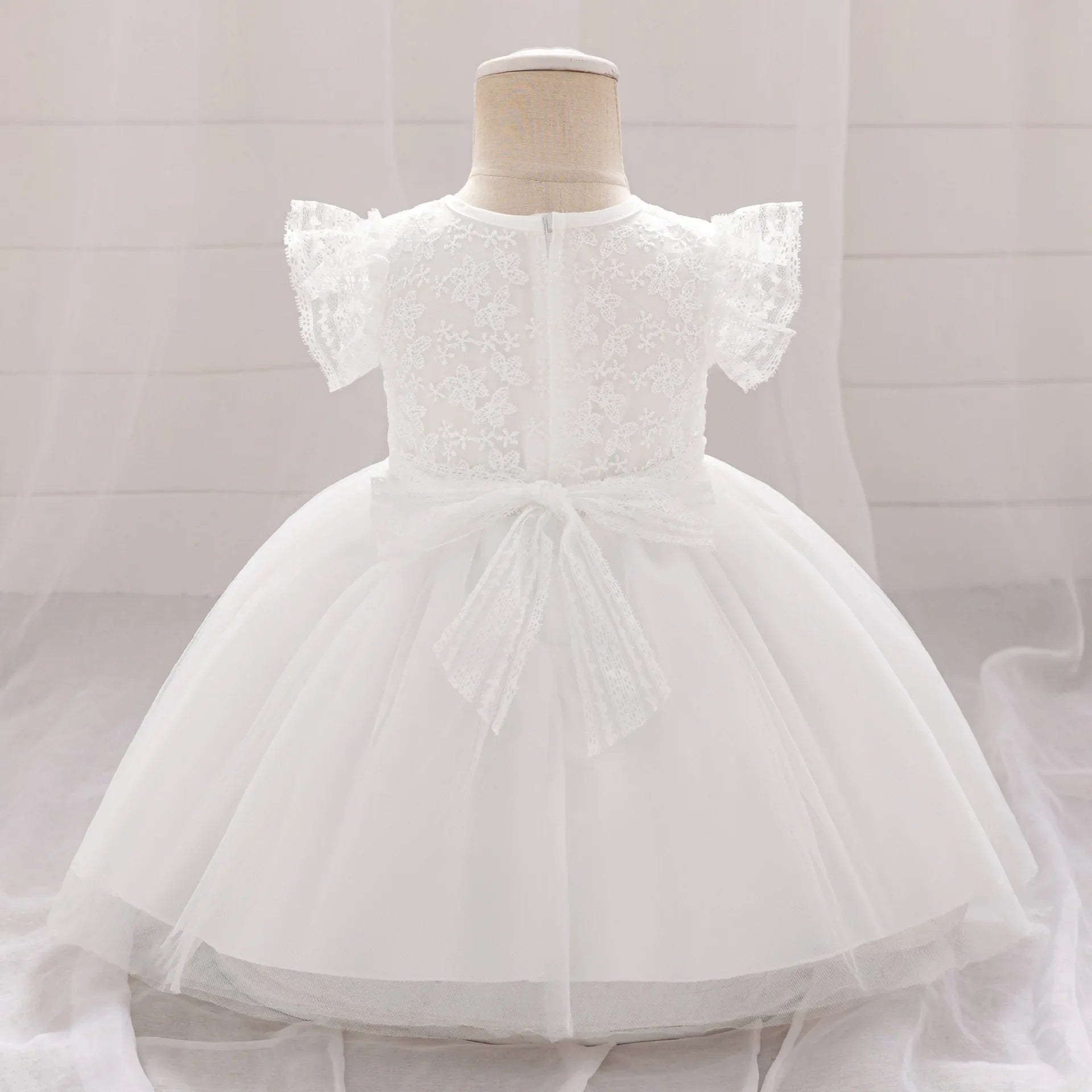 Vestido de Fiesta para Bebé: Falda de Malla con Mangas de Vuelo (3-24m)