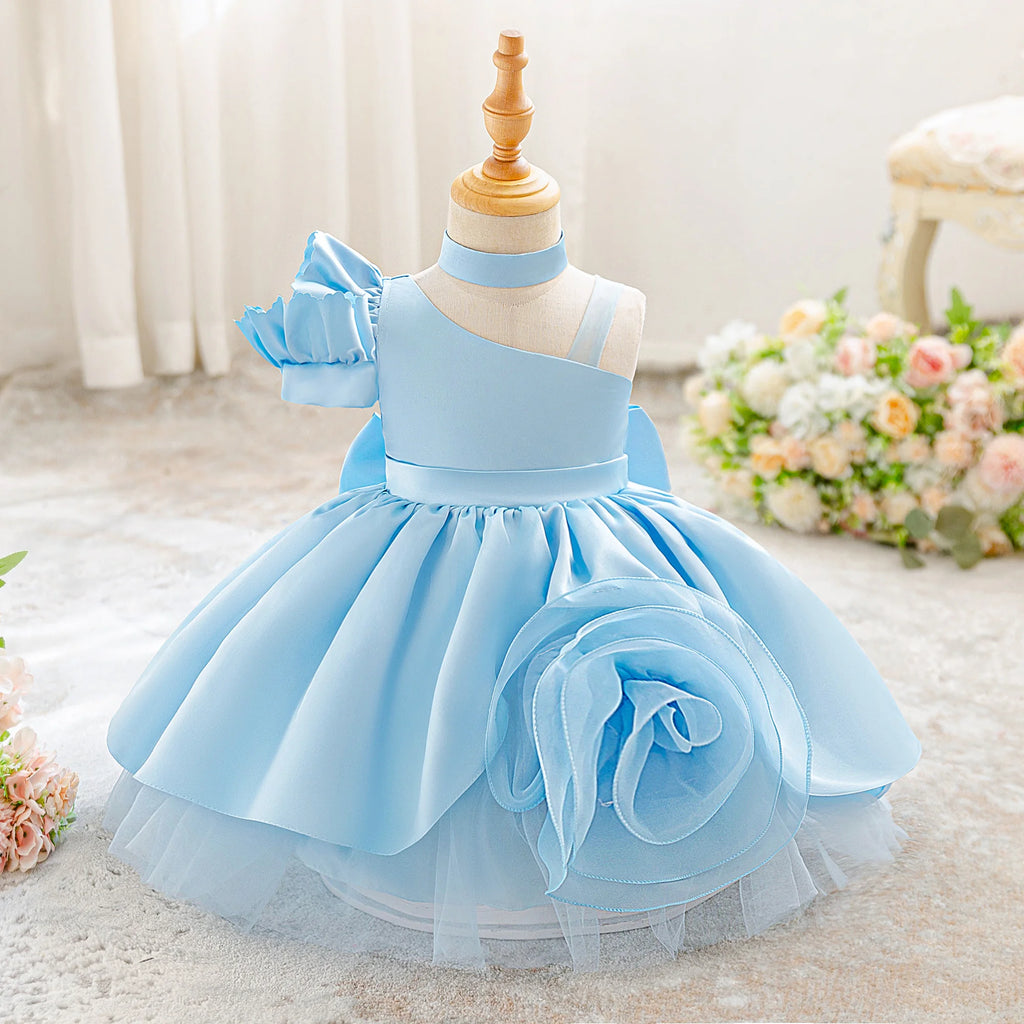Vestido de Gala Tutu para Bebé Niña | Diseño de Lujo con Flor 3D (6M-3T)