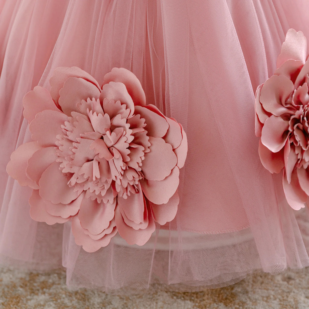 Vestido Elegante de Flores y Lentejuelas para Bebé Niña| Ideal para Bautizos y Primer Cumpleaños  (6M-3T)