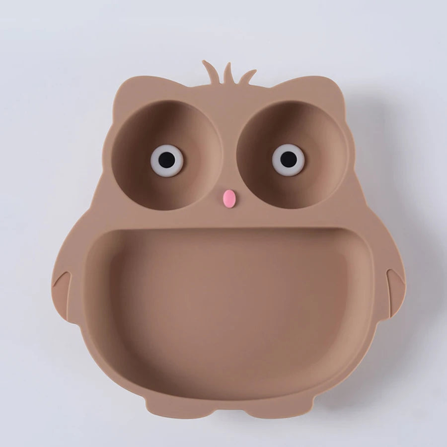 Plato de Silicona con Succión | Diseño de Búho