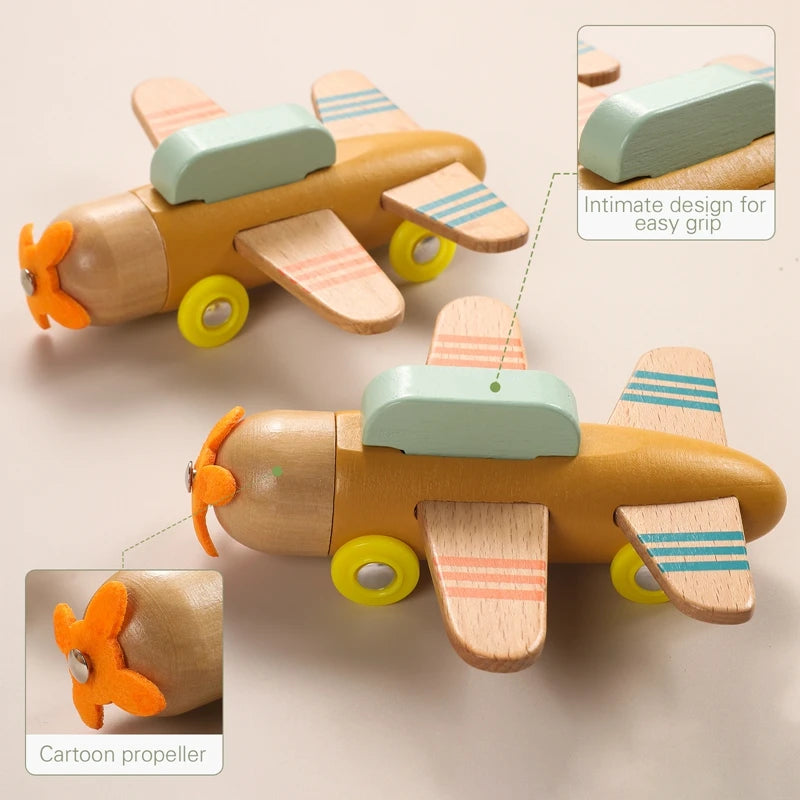 Tren y avión de Madera Didácticos Montessori - Juguete de Aprendizaje