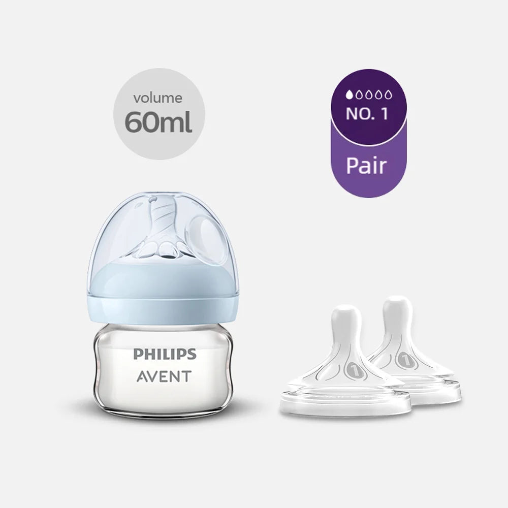 Biberón de Vidrio Philips Avent (125 ml/160 ml) | Borosilicato Puro, Calibre Ancho y Sistema Air Flex