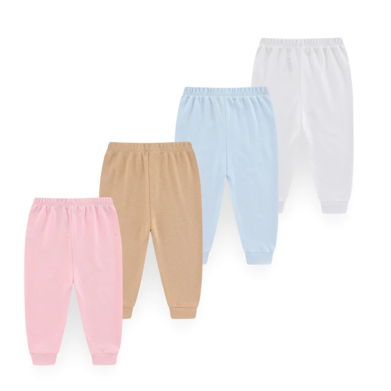 Set de 4 Pantalones de Algodón 100% (Unisex) - Color Sólido para Todas las Estaciones