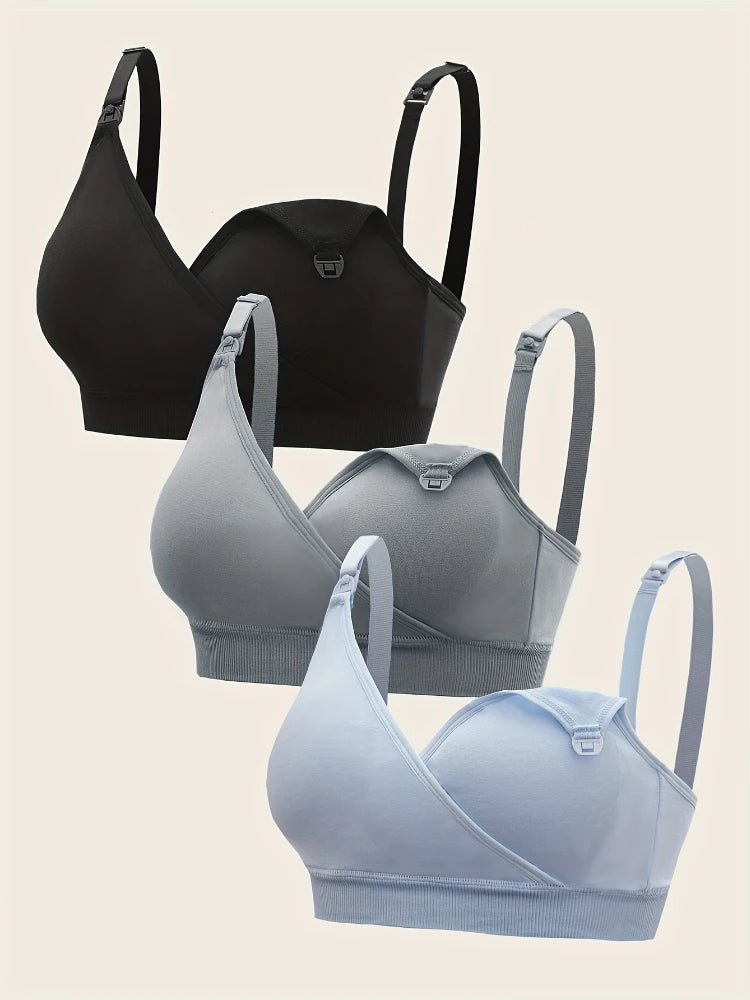 Set de 3 Sujetadores de Lactancia | Copa Completa, Sin Aros y Cierre Trasero Cómodo