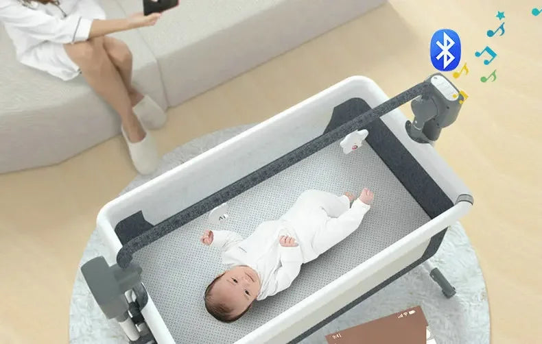 Cuna Colecho Eléctrica Multifuncional 5 en 1 (Colecho, Mecedora y Altura Ajustable)