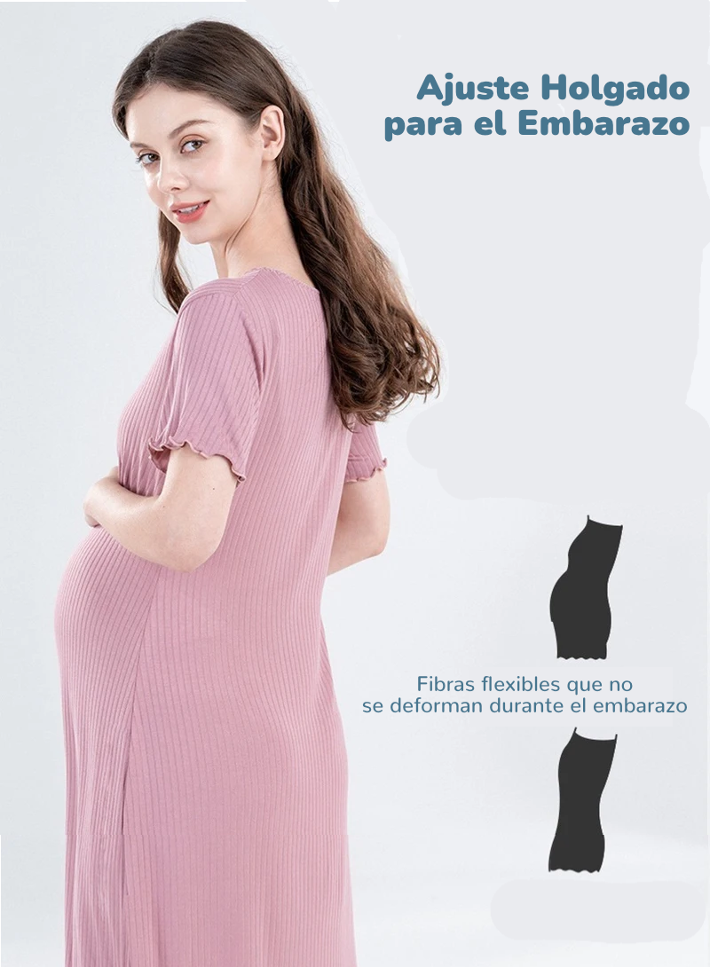 Camisón de Lactancia Premium | Vestido de Embarazo, Pijama Holgado con Soporte de Busto