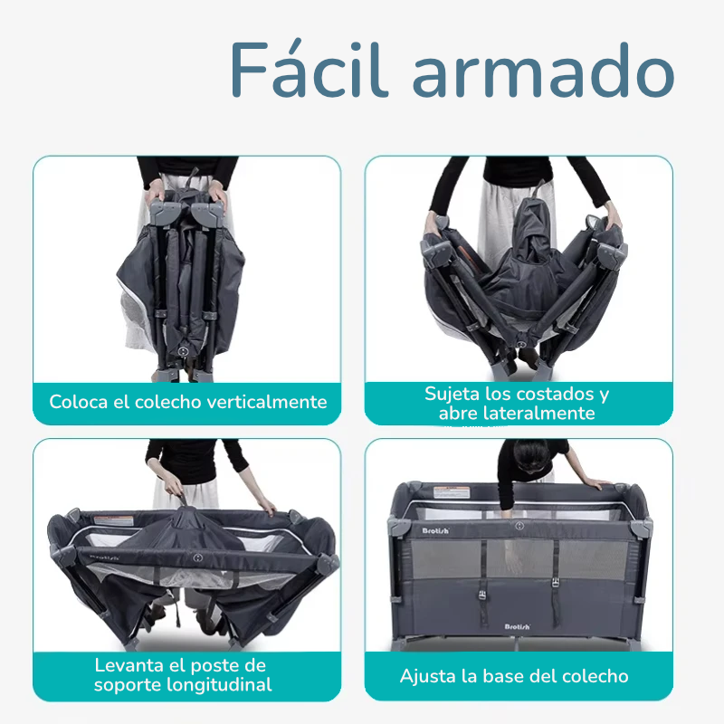 Cuna Plegable Multifuncional Brotish 5 en 1 (Colecho, Mecedora y Corral)