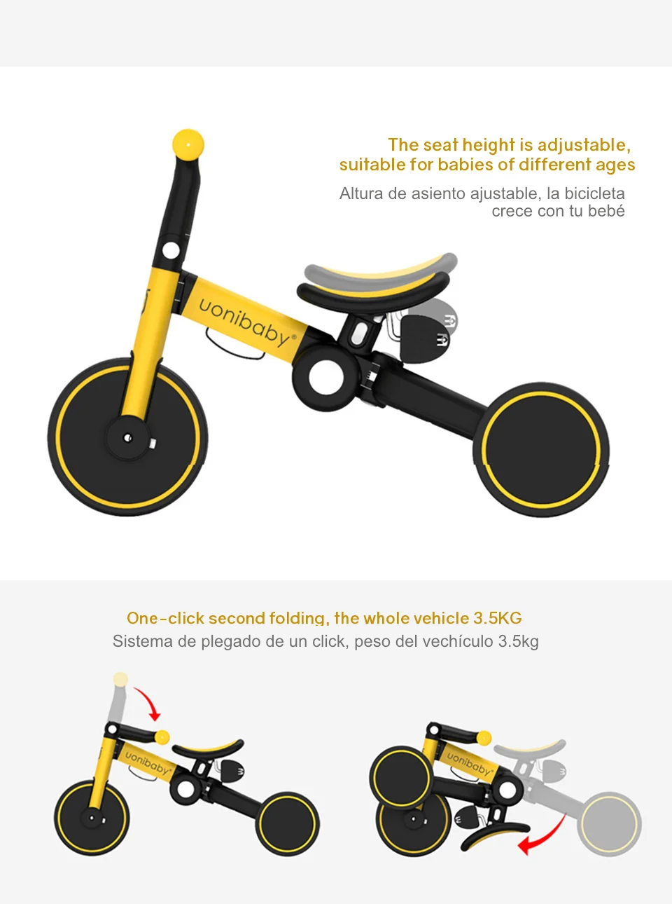 Triciclo Plegable 4-en-1