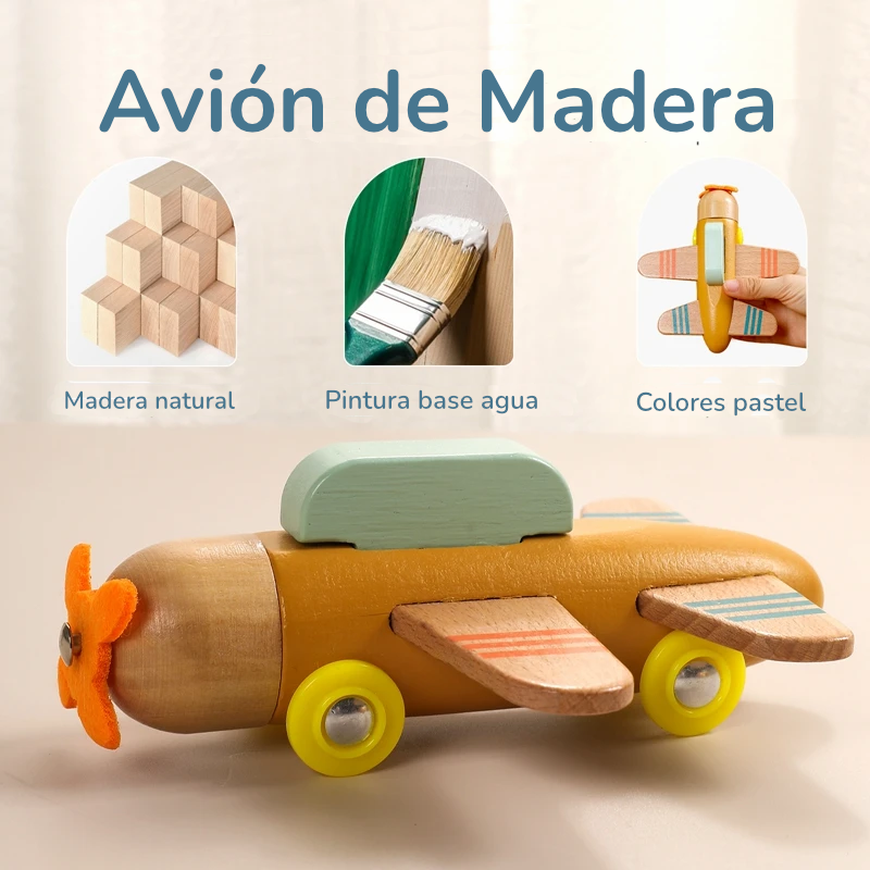 Tren y avión de Madera Didácticos Montessori - Juguete de Aprendizaje