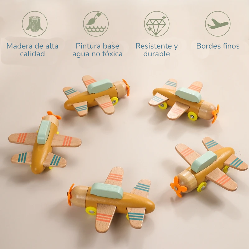 Tren y avión de Madera Didácticos Montessori - Juguete de Aprendizaje