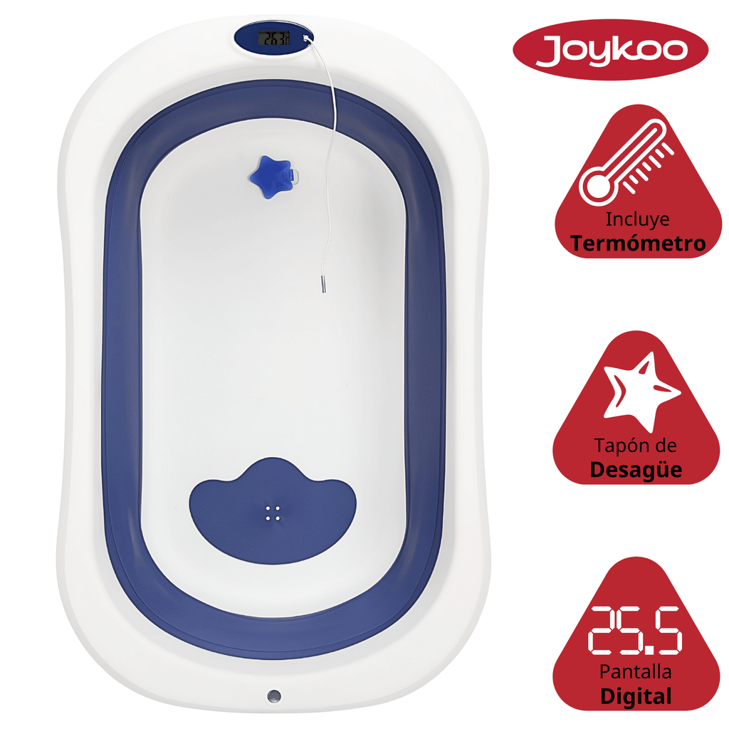 Bañera Plegable Portátil con Termómetro Integrado y Cojín (0-12 Meses)