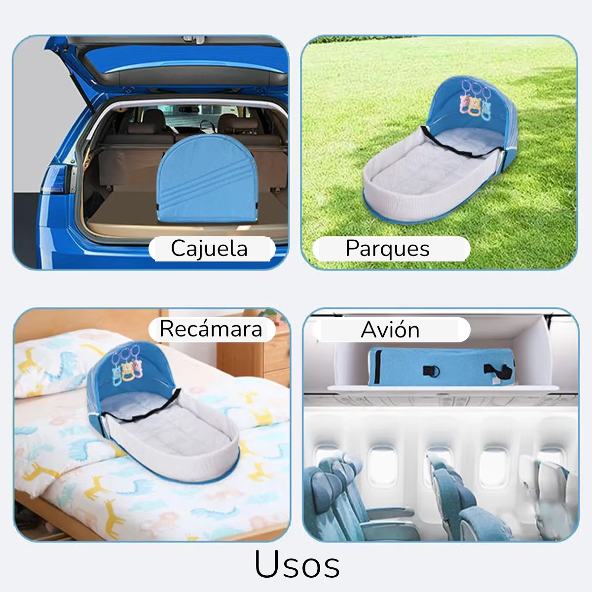 Nido Plegable con Malla Anti-Mosquitos | Cuna Portátil para Viajes y Hogar | Instalación Automática
