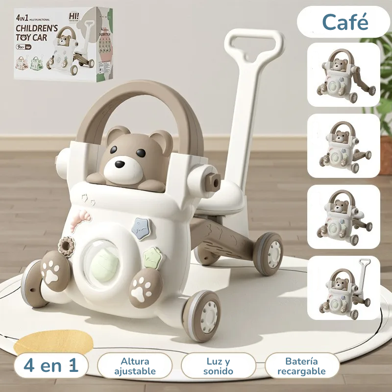 Andadera Bebé 3 en 1 Osito Encantador: Sentado a Caminar, Antivuelco y Multifuncional – Primeros Pasos Seguros