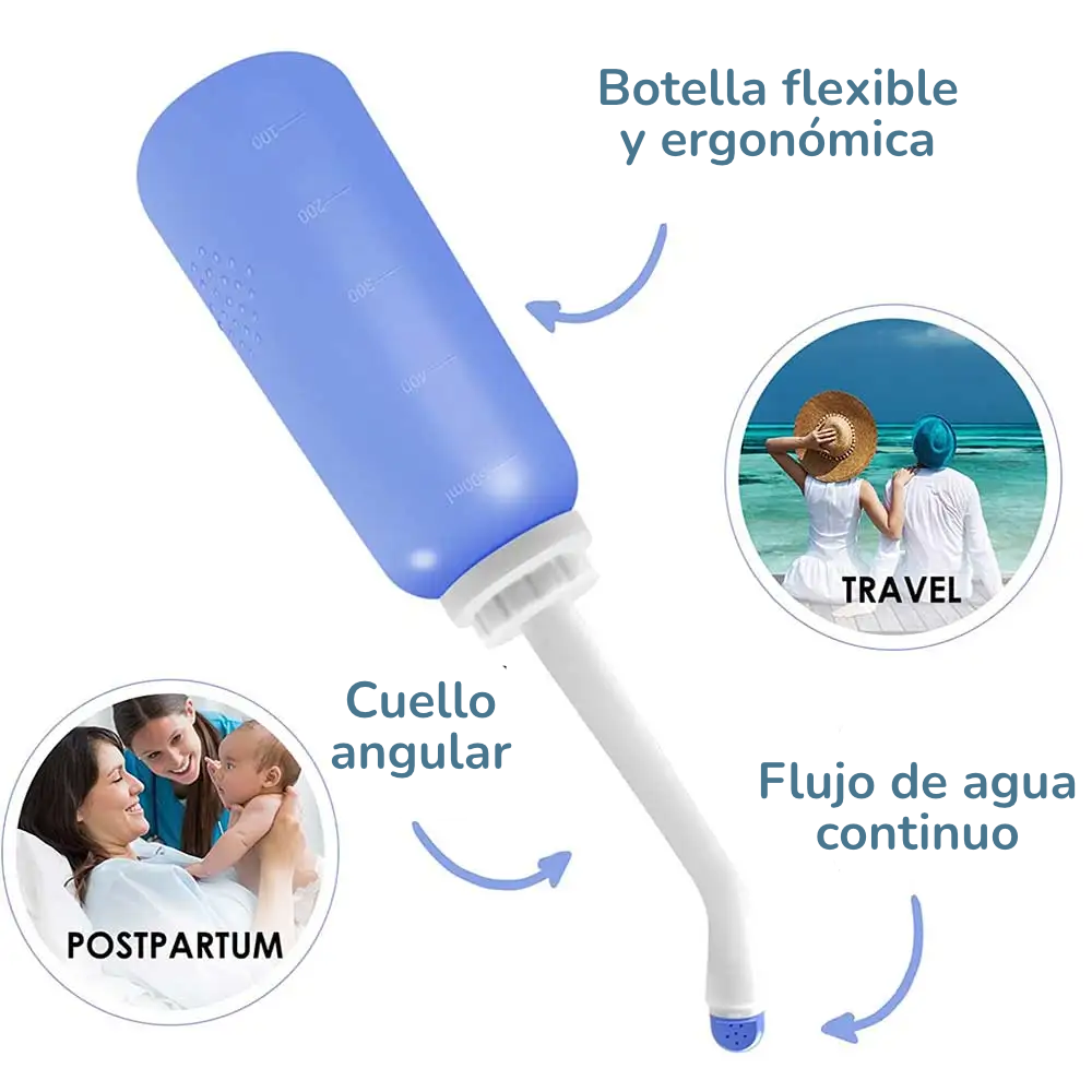 Botella Peri Posparto MomWasher (500 ml) | Bidet Portátil para Higiene y Cuidado de la Recuperación Perineal