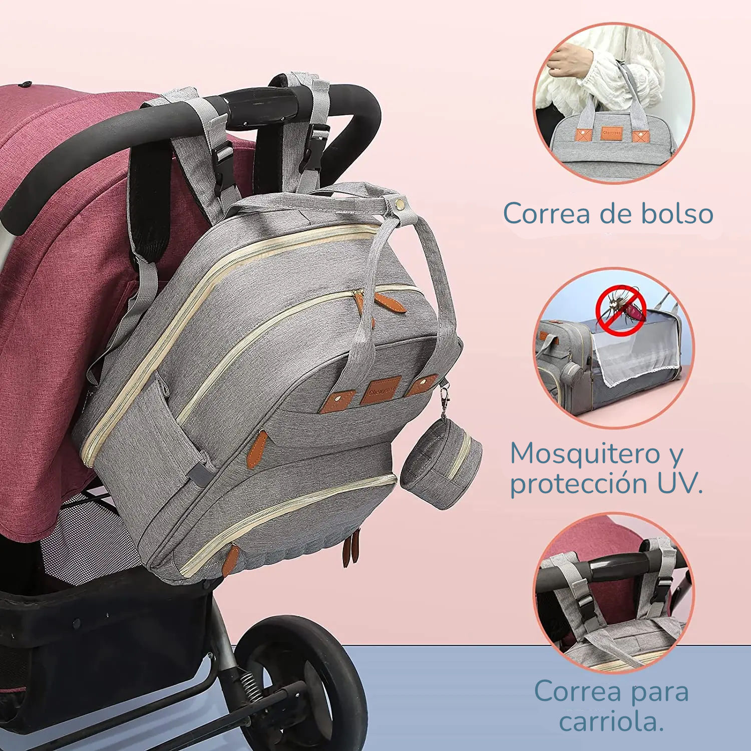 Pañalera Convertible a Cuna Colecho Portátil | Impermeable, Térmica y con Puerto USB