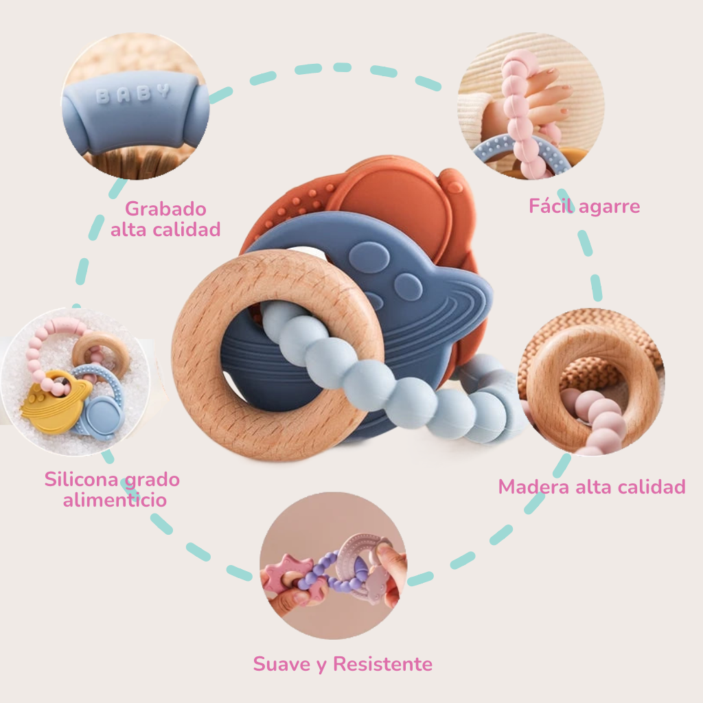 Pulsera Mordedora de Silicona (Doble Anillo) | Alivio Inmediato de la Dentición