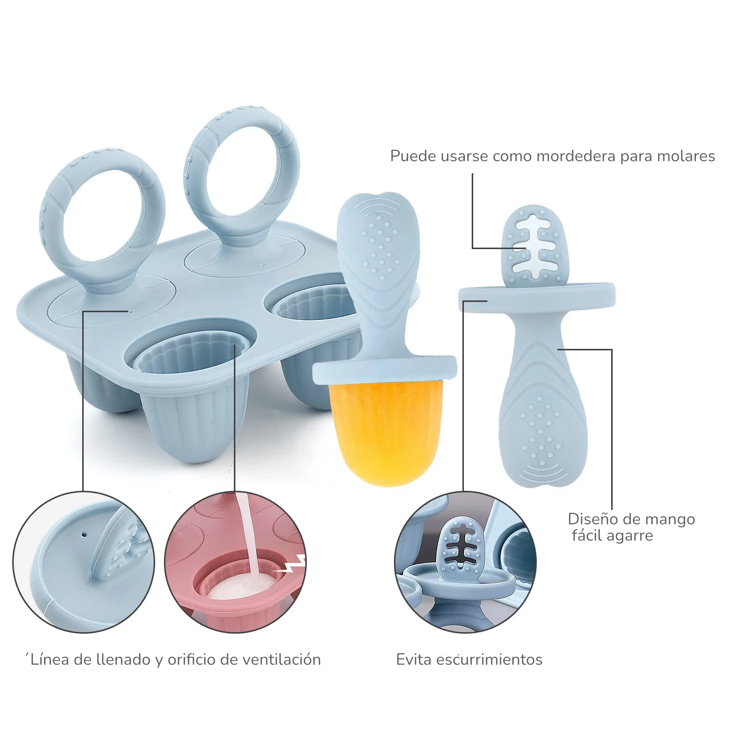 Molde de silicona para mordedera tipo paleta | Silicona Sin BPA, Alimentación y Dentición