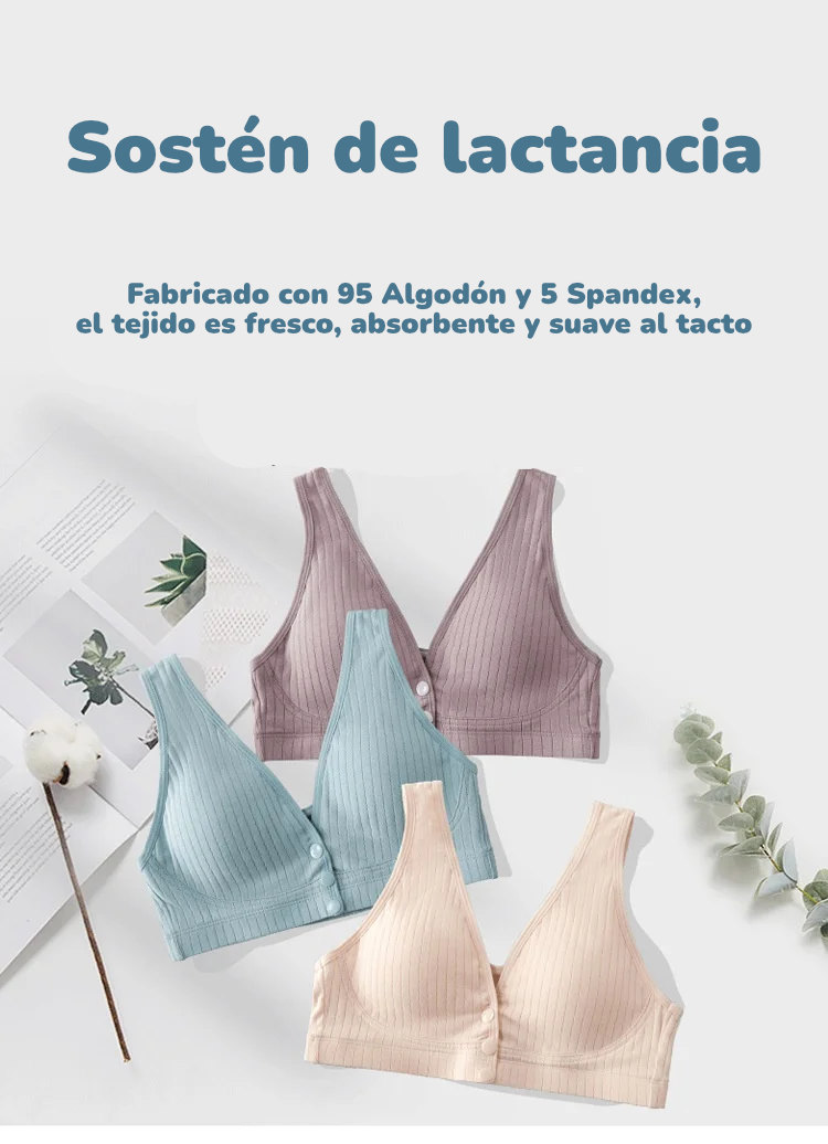 Sostén de Lactancia de Algodón Puro | Sin Varillas, Soporte Plus Size y Apertura con Una Sola Mano