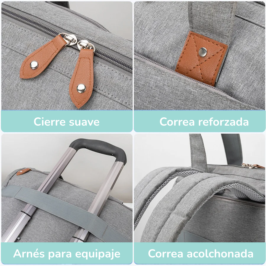 Bolso Pañalera de Maternidad | Espacioso, con Arnés para Maleta | ¡Lista para el Gran Día!
