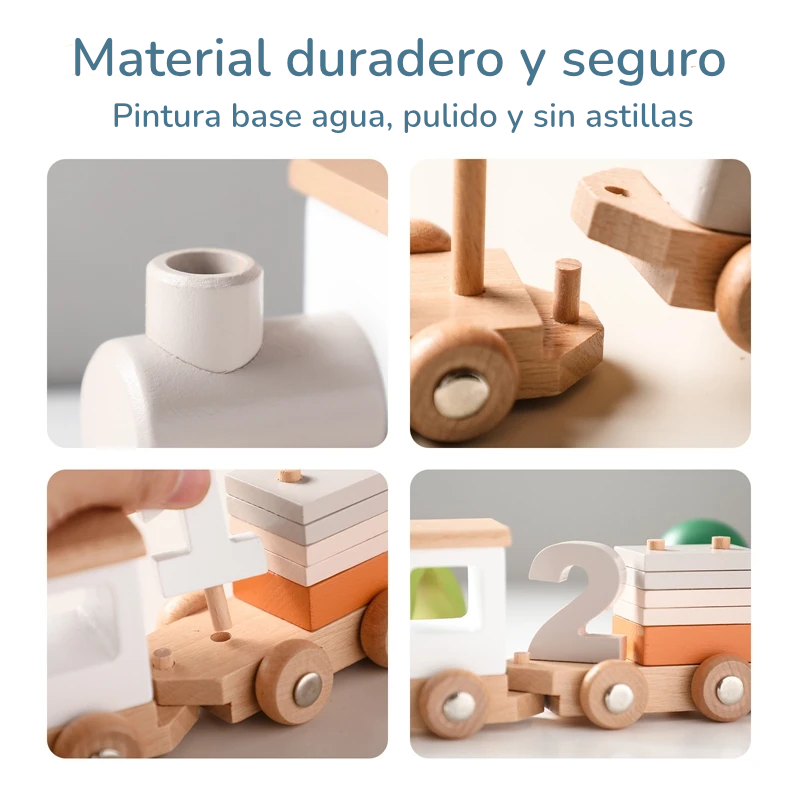 Tren y avión de Madera Didácticos Montessori - Juguete de Aprendizaje