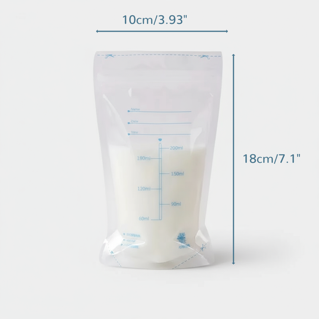 30 Uds. Bolsas para Leche Materna| 200 ml, Doble Sello y Boquilla