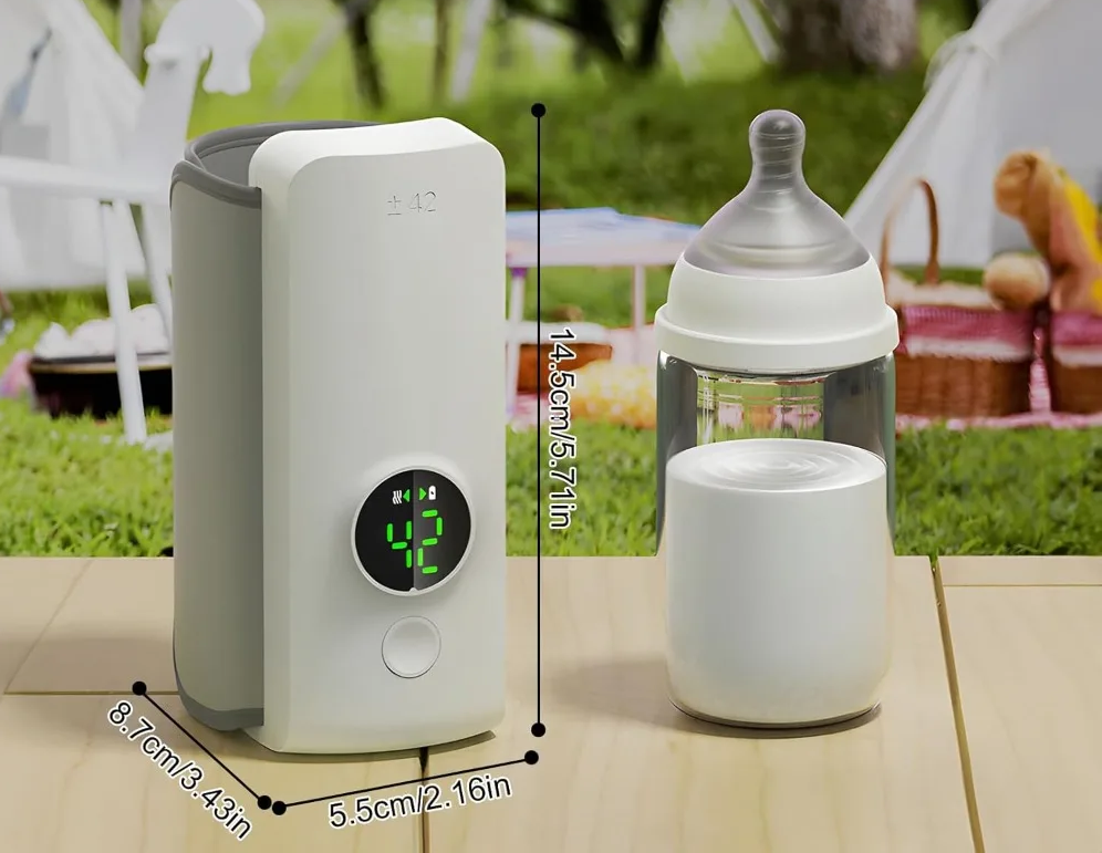 Calentador de Biberones Portátil Recargable (Dos versiones) | Control Electrónico de Temperatura (37°C a 55°C)