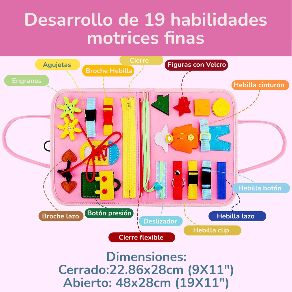 Portafolio Montessori de Fieltro | Libro de Habilidades Motoras Finas | Rompecabezas y Tareas Diarias