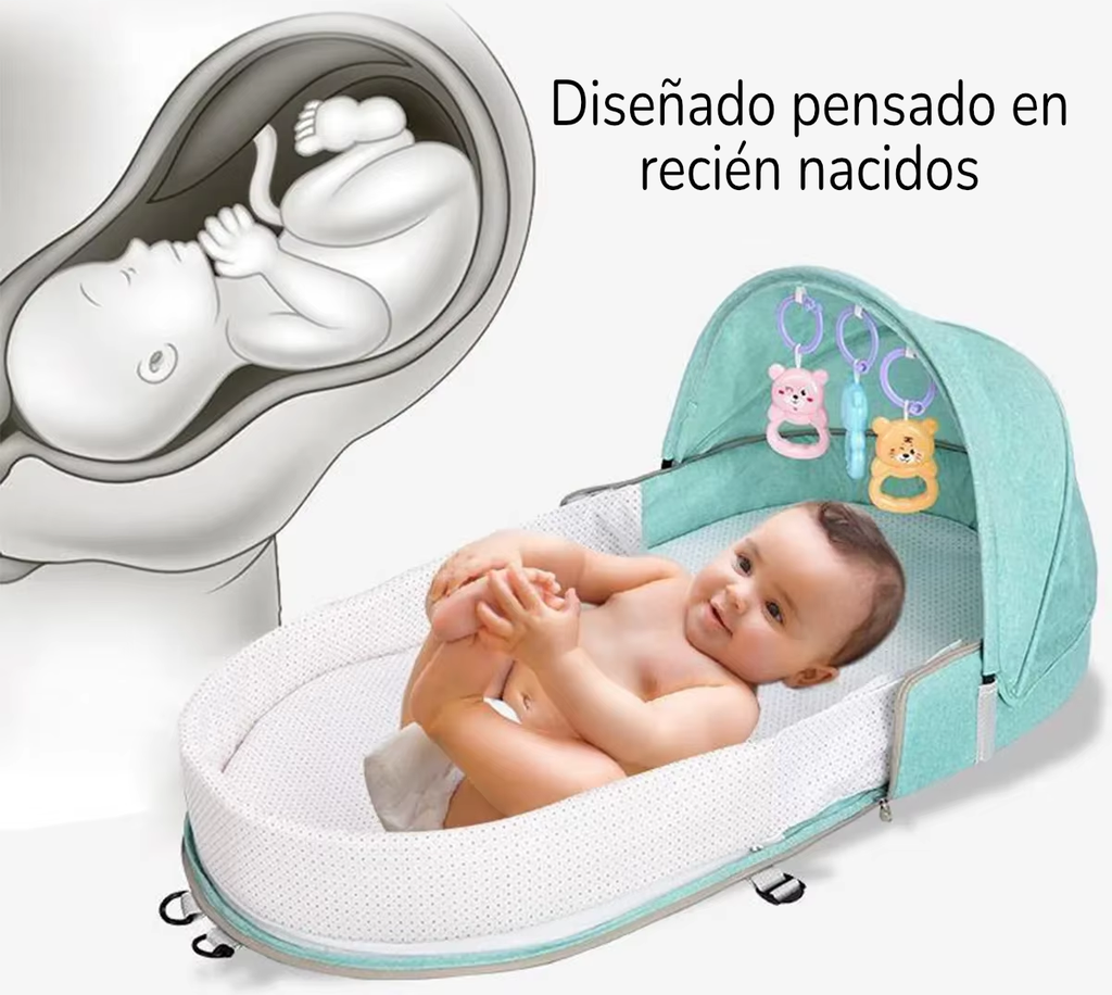 Nido Plegable con Malla Anti-Mosquitos | Cuna Portátil para Viajes y Hogar | Instalación Automática
