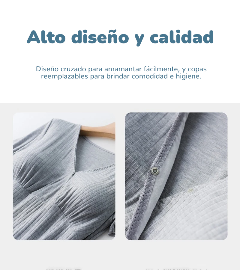 Camisón de Lactancia Premium | Vestido de Embarazo, Pijama Holgado con Soporte de Busto