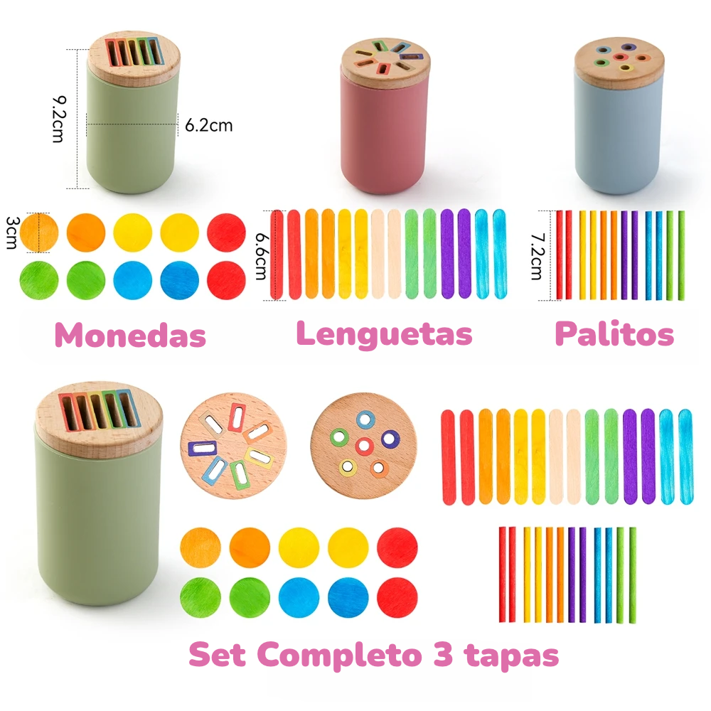 Set de Clasificación Montessori | Madera y Silicona para el Desarrollo Cognitivo