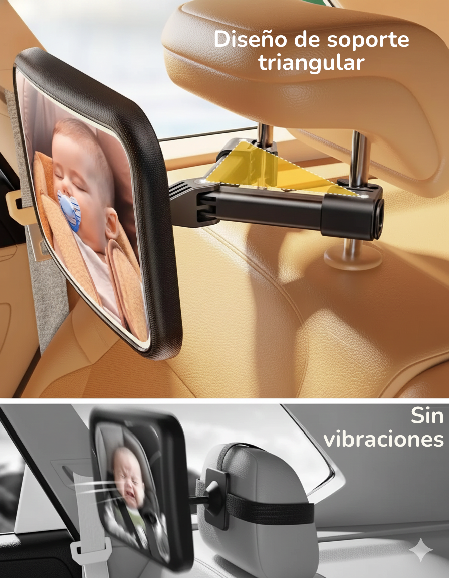 Espejo para Asiento de Coche con Luz LED Recargable (2000 mAh)