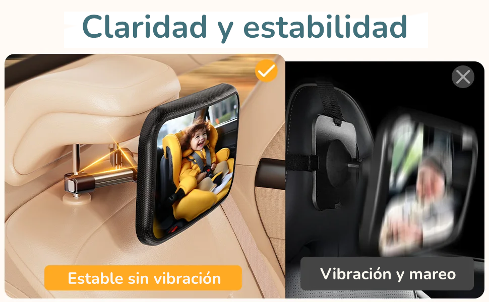 Espejo de Observación de bebé para Asiento de Coche (Diseño de Gancho y Clip)
