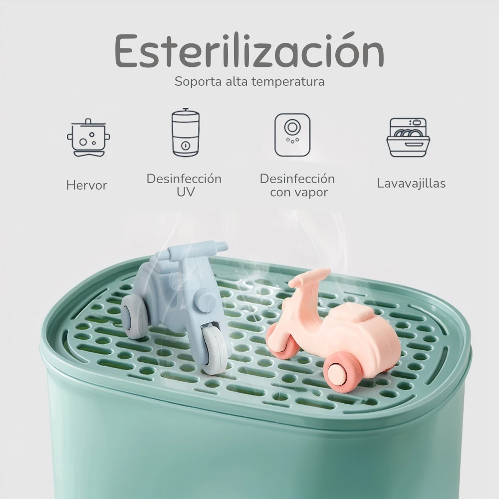 Coche de Juguete Montessori de Silicona | 2-en-1 Mordedera y Juguete Educativo