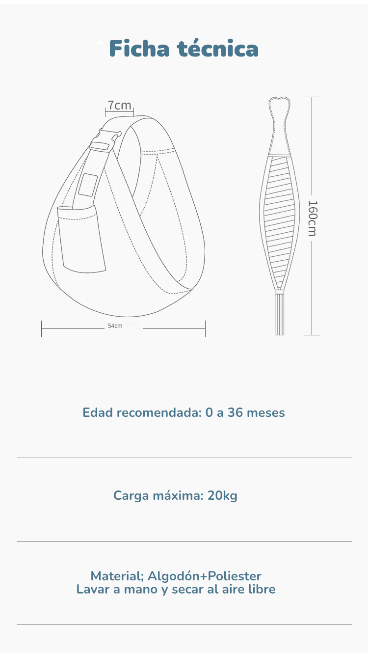 Fular Portabebés Ergonómico  | Doble Uso: Porteo y Cubierta de Lactancia (0 a 36M)