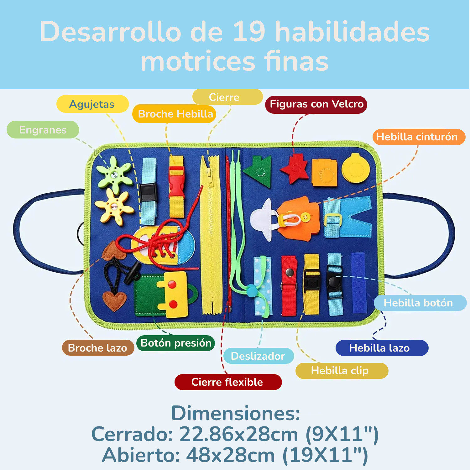 Portafolio Montessori de Fieltro | Libro de Habilidades Motoras Finas | Rompecabezas y Tareas Diarias