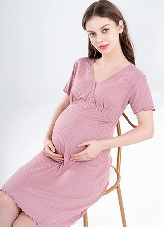 Camisón de Lactancia Premium | Vestido de Embarazo, Pijama Holgado con Soporte de Busto