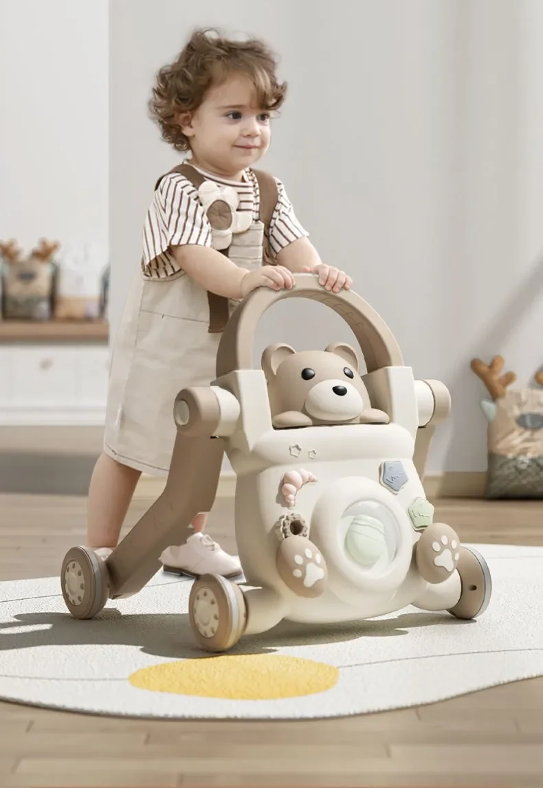 Andadera Bebé 3 en 1 Osito Encantador: Sentado a Caminar, Antivuelco y Multifuncional – Primeros Pasos Seguros