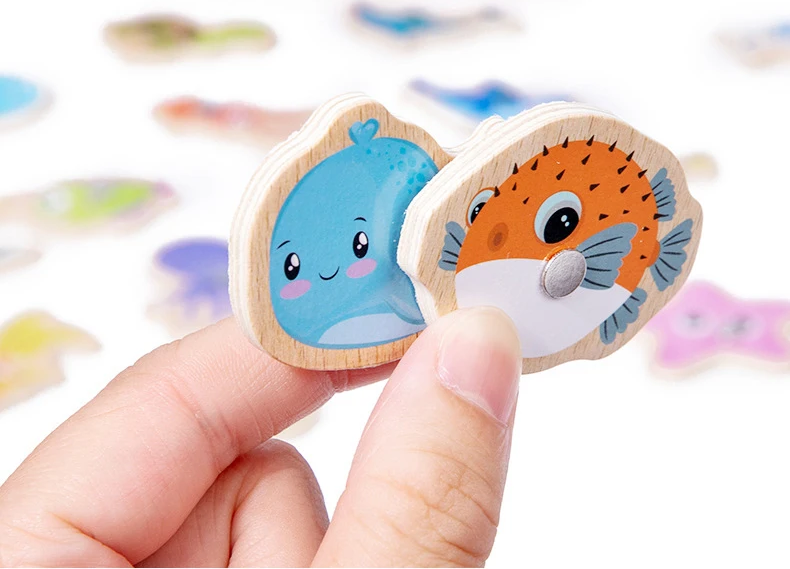 Juego de Pesca Magnética de Madera Montessori | Aprendizaje de Vida Marina