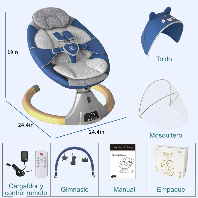 Silla Mecedora Eléctrica Premium con Bluetooth y Control Remoto (0-3 Años)