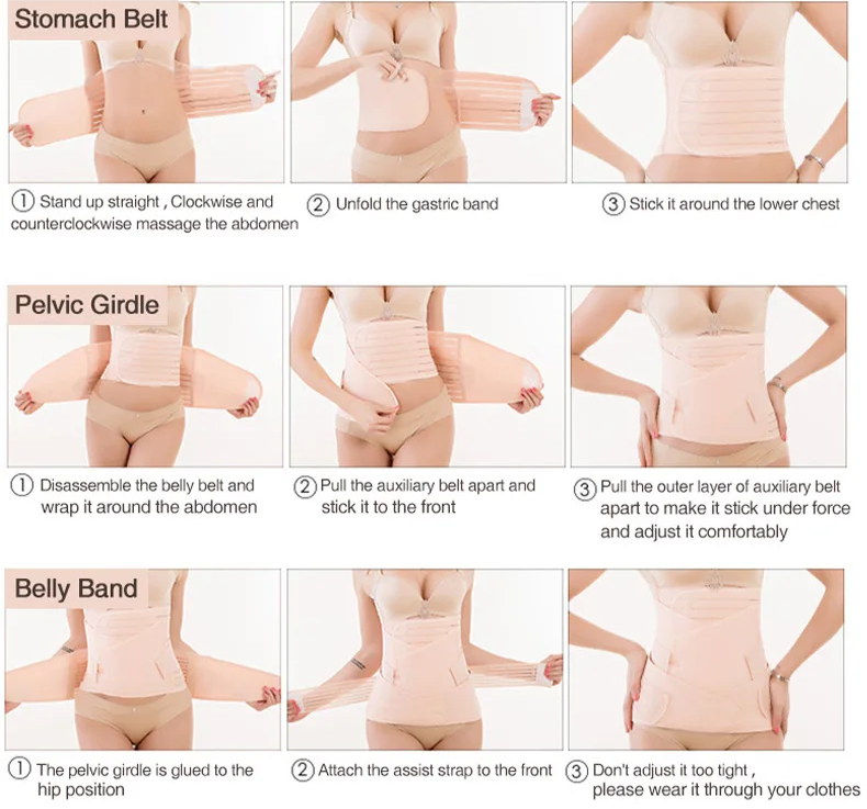 Banda de Soporte Posparto 3 en 1 | Faja Transpirable para Vientre, Cintura y Pelvis