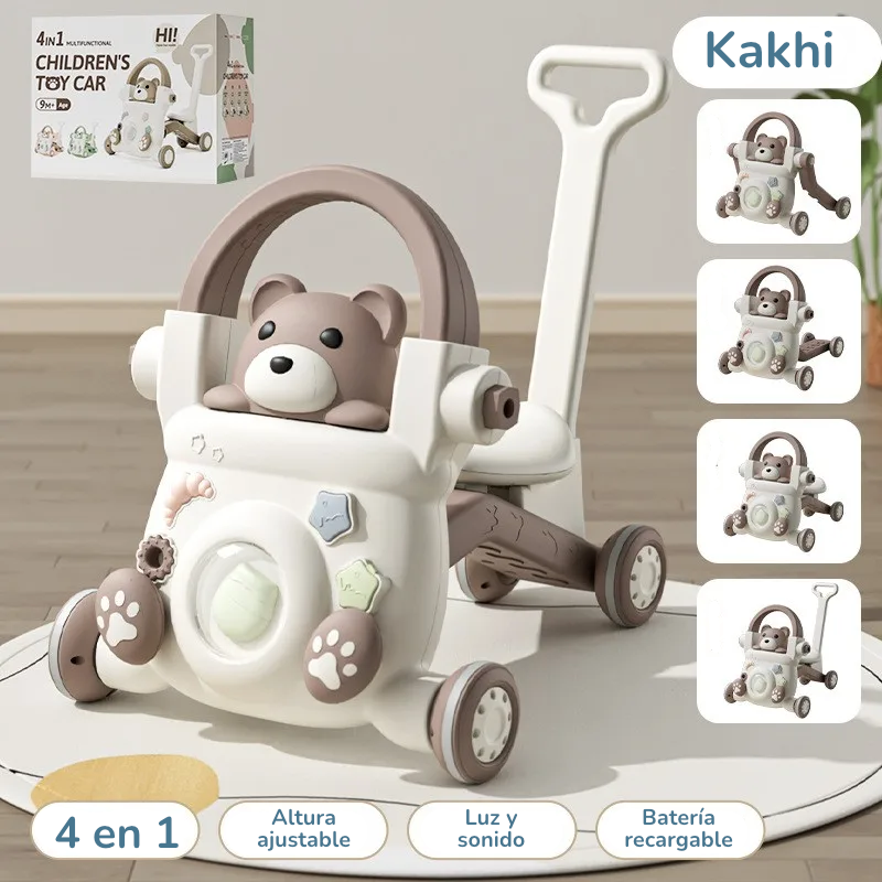 Andadera Bebé 3 en 1 Osito Encantador: Sentado a Caminar, Antivuelco y Multifuncional – Primeros Pasos Seguros